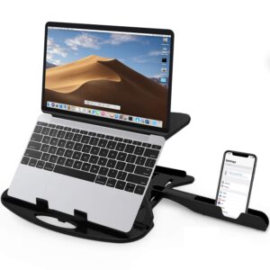STRIFF Adjustable Laptop Tabletop Stand Patented Riser Ventilated Portable Foldable Compatible with MacBook Notebook Tablet Tray Desk Table Book with Phone Stand