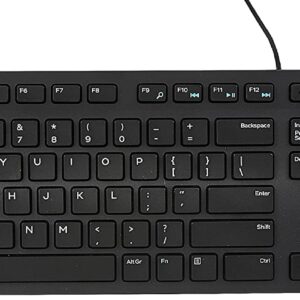 Dell Kb216 Wired Multimedia USB Keyboard with Super Quite Plunger Keys with Spill-Resistant  Black