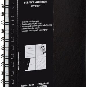 Amazon Brand - Solimo Wirebound Notebook, A5 Size, 160 Pages, Single Ruled, 70 GSM Paper